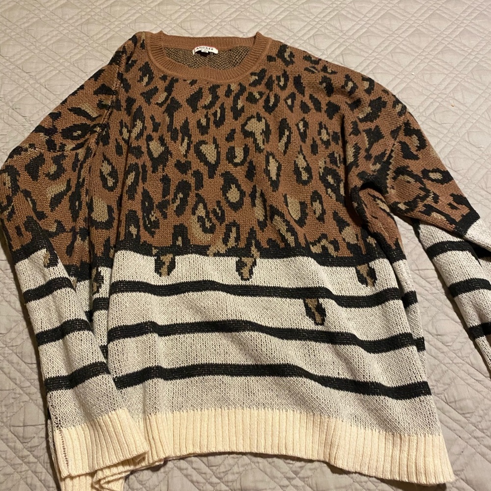 Boutique leopard/striped sweater. 3x